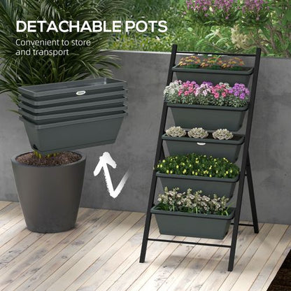 Vertical Raised Garden Bed: 5-Tray Design for Efficient Plant Growth