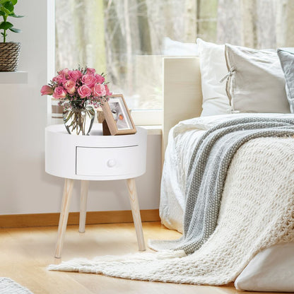 Round Coffee Table, 38W x 45H cm-White