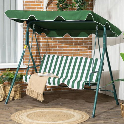 Cosy 3-Person Outdoor Swing Chair with Adjustable Canopy – Green Comfort