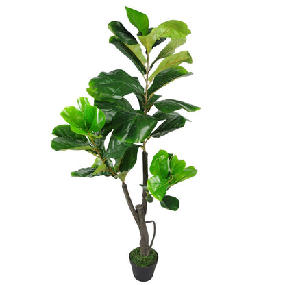 120cm (4ft) Large Artificial Fiddle Fig Tree - Ficus Lyrata Plant for Chic Home Decoration