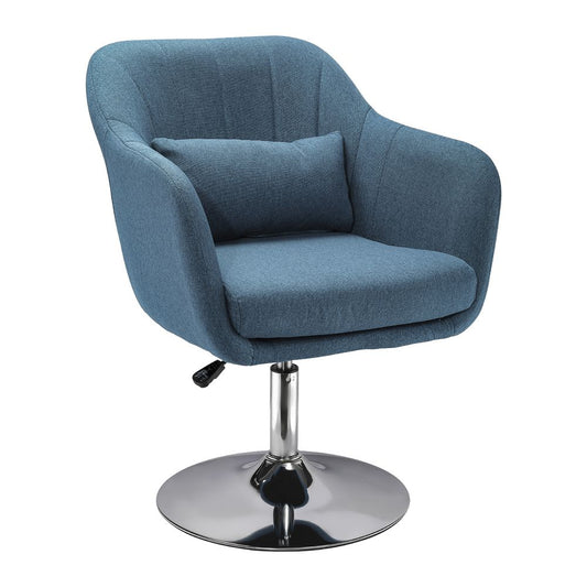 Stylish Retro Linen Swivel Tub Chair Steel Frame Cushion Seat Blue