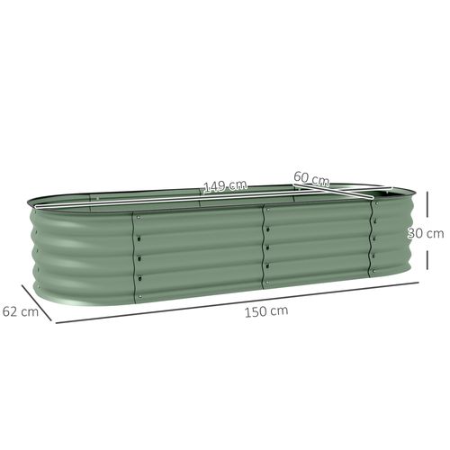 Customisable Galvanised Raised Garden Bed with Safety Edging, Green