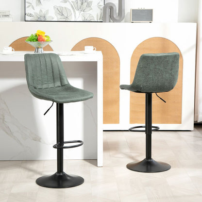 Set of 2 Blue Retro Microfibre Tub Bar Stools with Metal Frame and Footrest