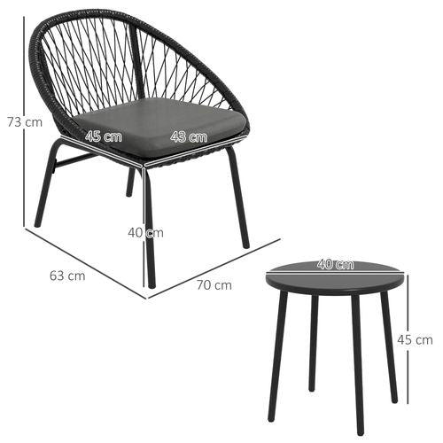 Stylish 3-Piece Bistro Garden Furniture Set with Cushioned Chairs