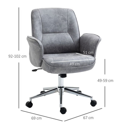 Light Grey Mid-Back Swivel Computer Office Chair for Enhanced Home Office Comfort