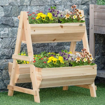 Elevated Wood Garden Bed Planter: 3-Tier A-Frame for Endless Growth