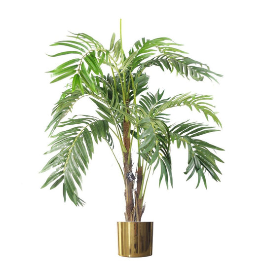 120cm Realistic Palm Tree with Gold Planter - Ideal for Stylish Interiors