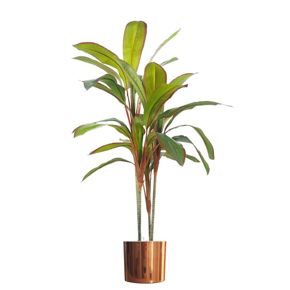 100cm Potted Artificial Dracaena Tropical Plant in Copper Metal Planter