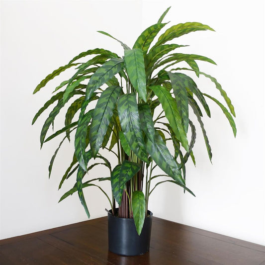 90cm Variegated Artificial Calathea Plant for Striking Indoor Aesthetics