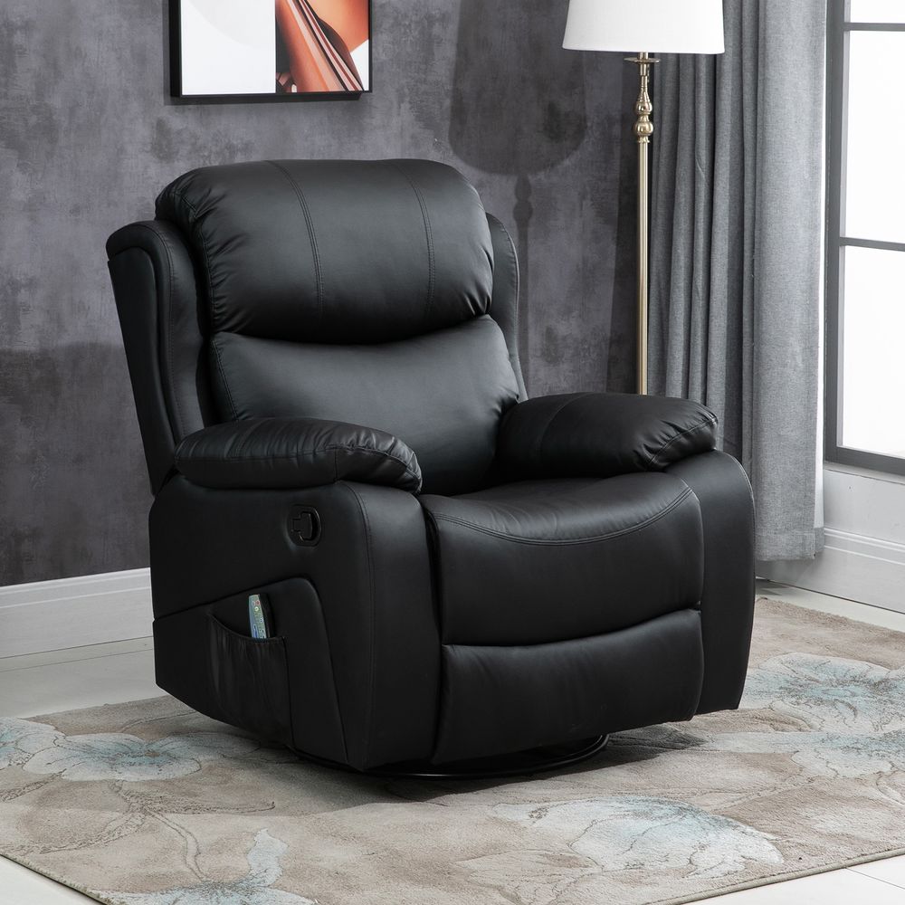 Black Manual Massage Recliner Chair with Footrest and Remote for Relaxation