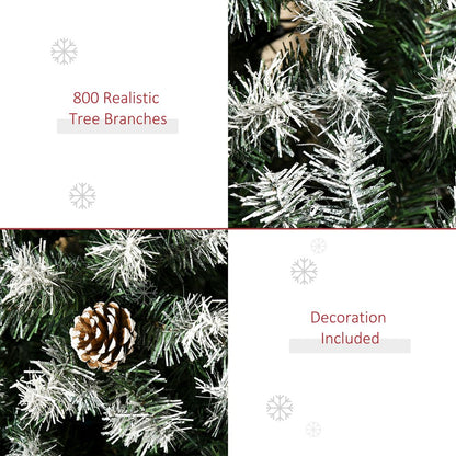 6ft Artificial Christmas Tree with Pine Cones - Automatic Open - Green