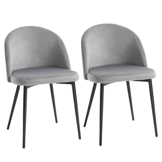 2 Modern Upholstered Fabric Bucket Seat Dining Chairs - Living Room, Grey