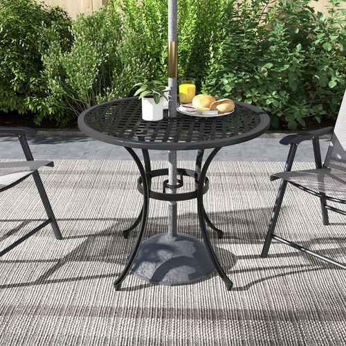 Black Cast Aluminium Bistro Table - Weather-Resistant with Umbrella Hole