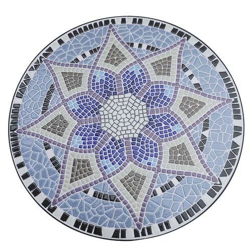 Vibrant Mosaic Round Patio Side Table - Ceramic Garden Table