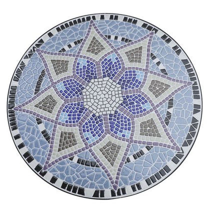 Vibrant Mosaic Round Patio Side Table - Ceramic Garden Table