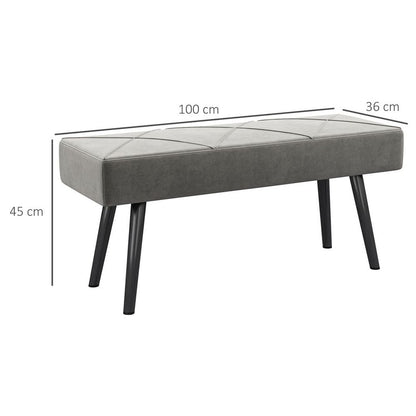 Grey Upholstered End of Bed Bench with Steel Legs for Stylish Bedroom and Hallway Seating