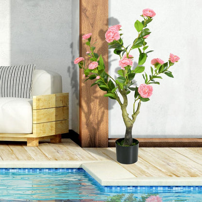 Potted Artificial Camellia Plant - Pink for Indoor/Outdoor Use