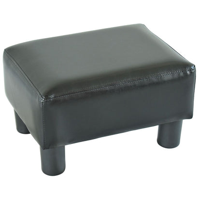 Small Black PU Leather Ottoman Footrest for Home Office or Chair Comfort