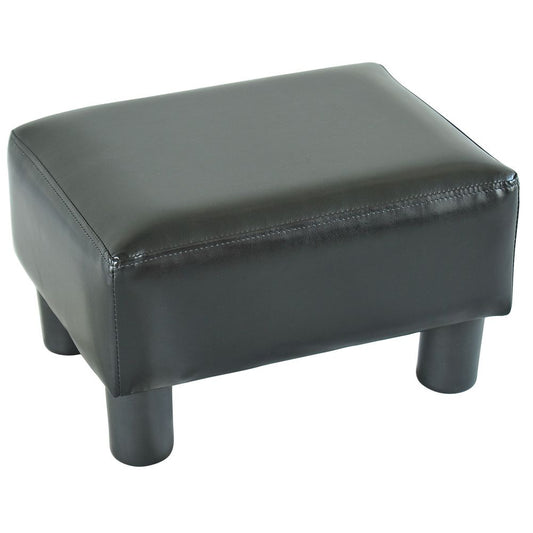 Small Black PU Leather Ottoman Footrest for Home Office or Chair Comfort