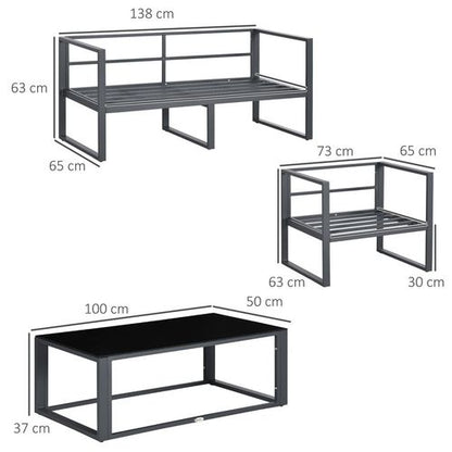 4-Piece Durable Aluminium Outdoor Sectional Sofa Set with Cushions