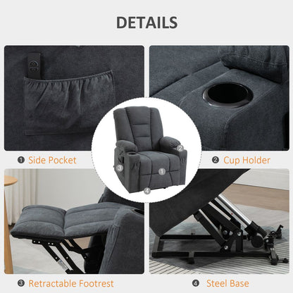 Grey Riser Recliner Chair with Remote, Ideal Lift Chair for Elderly Comfort and Support