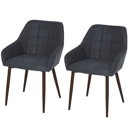 Pair of Dining Chairs with Sponge Padding and Metal Legs for Home Office Use