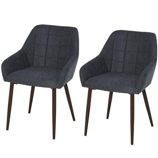 Pair of Dining Chairs with Sponge Padding and Metal Legs for Home Office Use