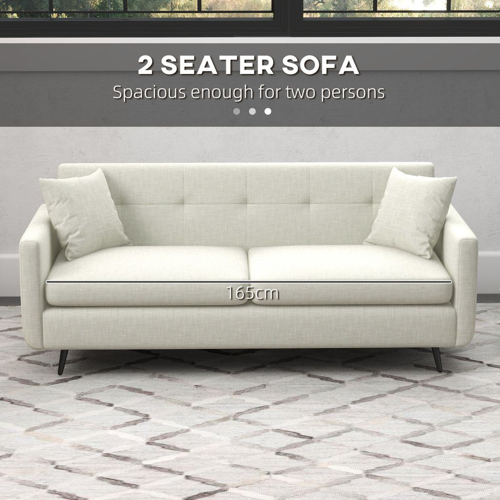 165cm Modern 2-Seater Sofa with Wood Legs and Pockets in Beige - Stylish Comfort for Living Rooms