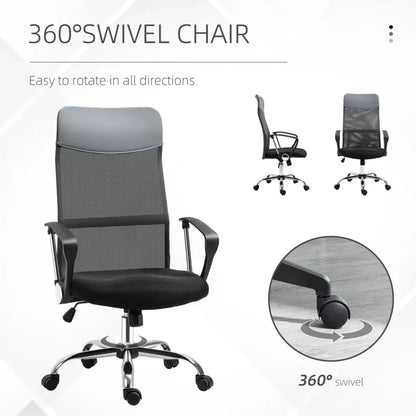 Black Executive Office Chair with High Back Mesh Seat, Ideal for Comfortable Office Use