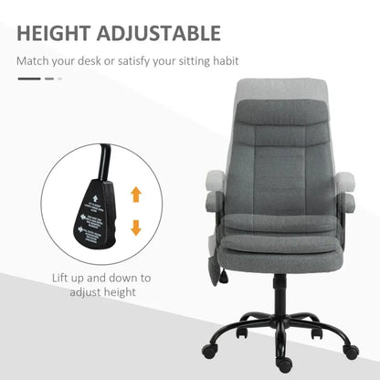 Grey Adjustable Height Office Chair with 2-Point Massage and Linen Look