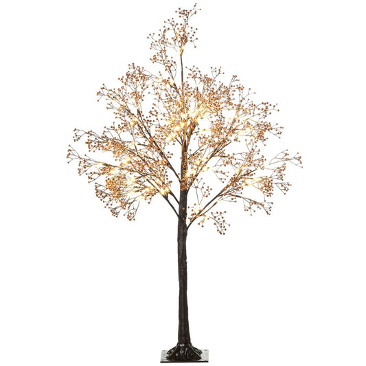 4FT Artificial Tree with Warm White LED Lights and Baby Breath Flowers for Festive Decor