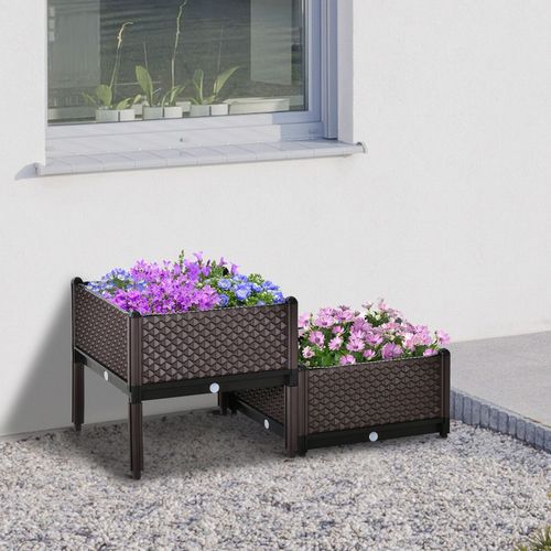 Elevate Your Garden: 2-Piece Raised Planter Bed for Easy Plant Care!