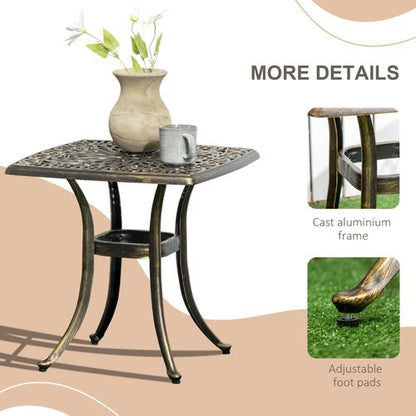 Elegant Aluminium Outdoor Side Table with Umbrella Hole - Bronze Finish