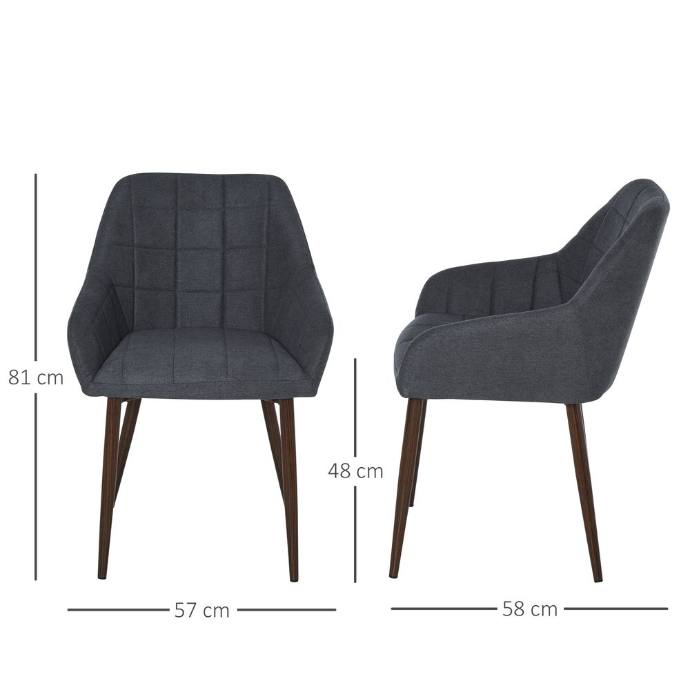 Pair of Dining Chairs with Sponge Padding and Metal Legs for Home Office Use