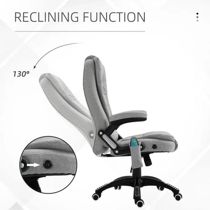 Grey Executive Reclining Chair with Heating Massage Points and Comfortable Relaxing Headrest