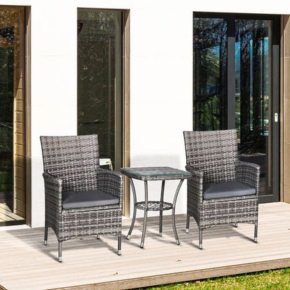 Light Grey Rattan Bistro Set: Elegant 2-Seater Garden Furniture for All Spaces