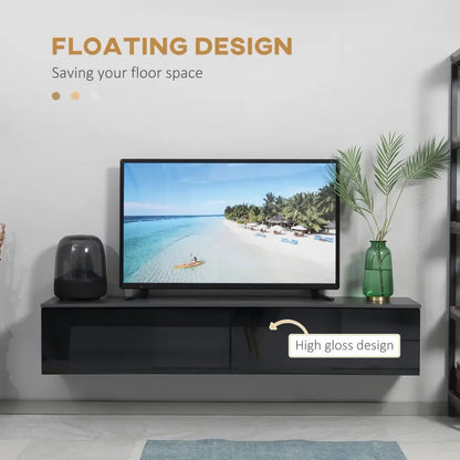 Floating TV Unit Stand – Wall Mount Media Console with Storage Cupboards