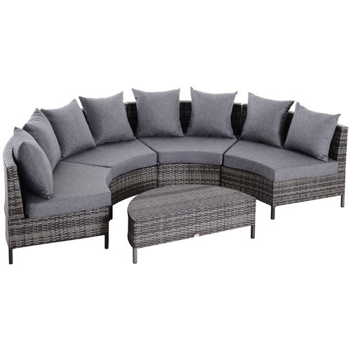 Cosy 4-Seater Half Moon Rattan Garden Set - Stylish Grey Essentials