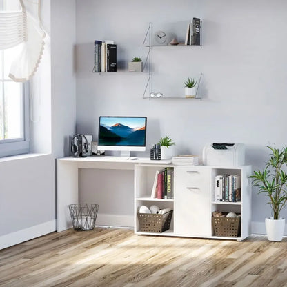 Large L-Shaped Computer Desk with Adjustable Features, Dual-Use for Home Office and Gaming