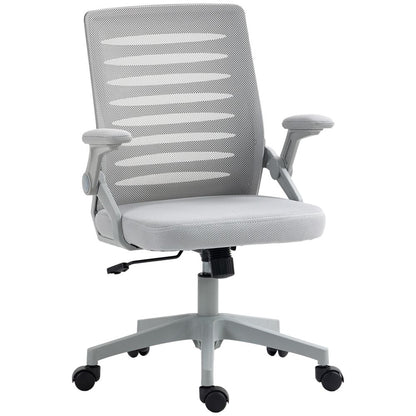 Grey Mesh Task Chair for Home Office with Lumbar Support and Armrests for Comfort