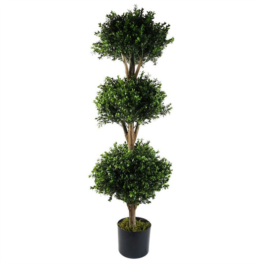 120cm UV Resistant Buxus Triple Ball Artificial Tree for Outdoor Topiary