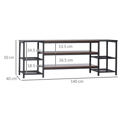 Brown & Black TV Unit Cabinet for TVs up to 65 Inches with Shelves