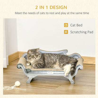 Cat Scratching Board Lounger Bed with Catnip, 60x29x26.5cm for Feline Relaxation