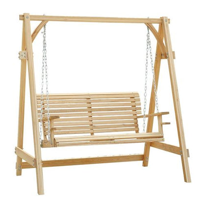 Elegant 2-Seater Larch Wood Swing Chair Bench for Ultimate Outdoor Relaxation