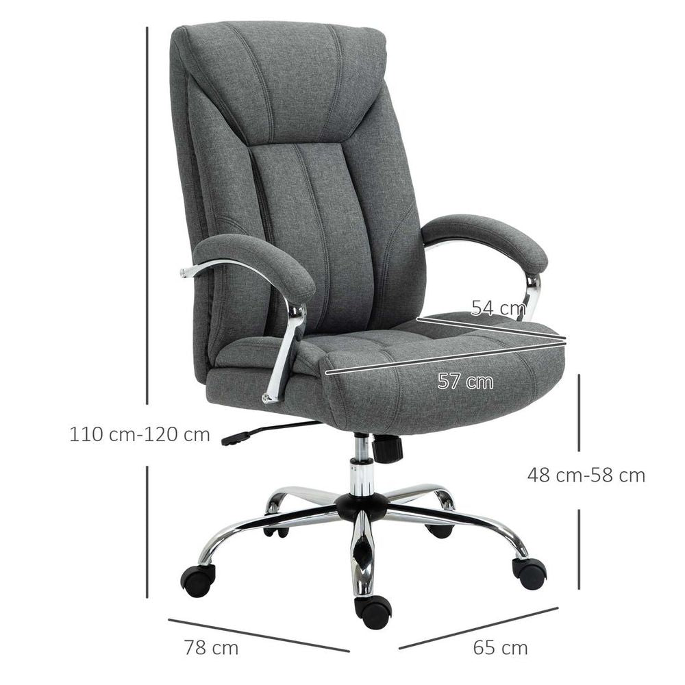 Grey High Back Home Office Chair with Armrests and Swivel Wheels for Comfort