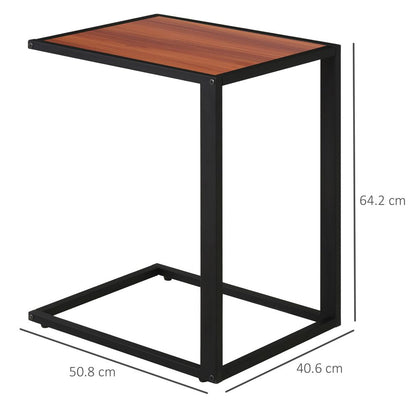 Walnut Side Table: Modern Wooden Snack Table with Metal Base