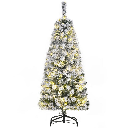4ft Pre-Lit Snow Flocked Artificial Christmas Tree with Warm LED Lights