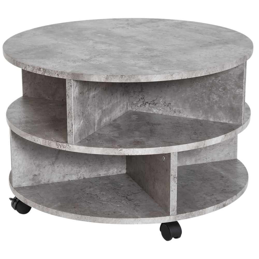 2-Tier Cement Colour Coffee Table, 60x39.5cm, Modern Design