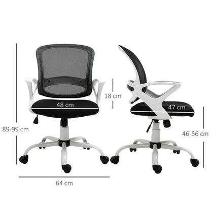 Black Mesh Home Office Chair with Lumbar Support, Armrests and Swivel Function