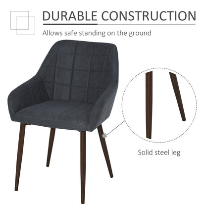 Pair of Dining Chairs with Sponge Padding and Metal Legs for Home Office Use